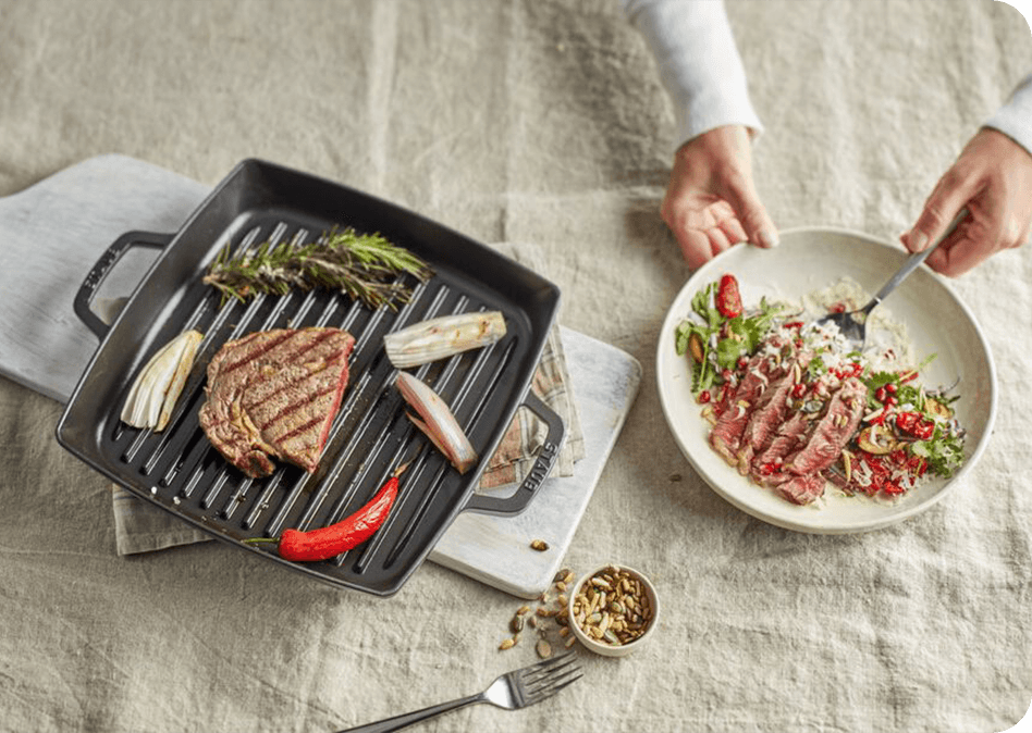 Sappige tagliata van rund met gegrilde groenten