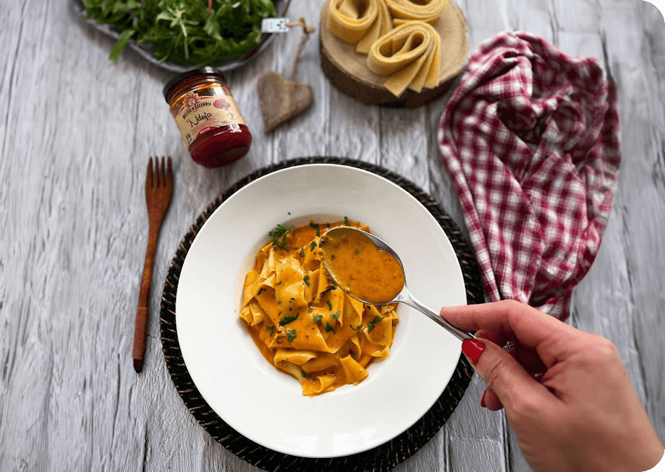 Papardelle met romige 'nduja saus