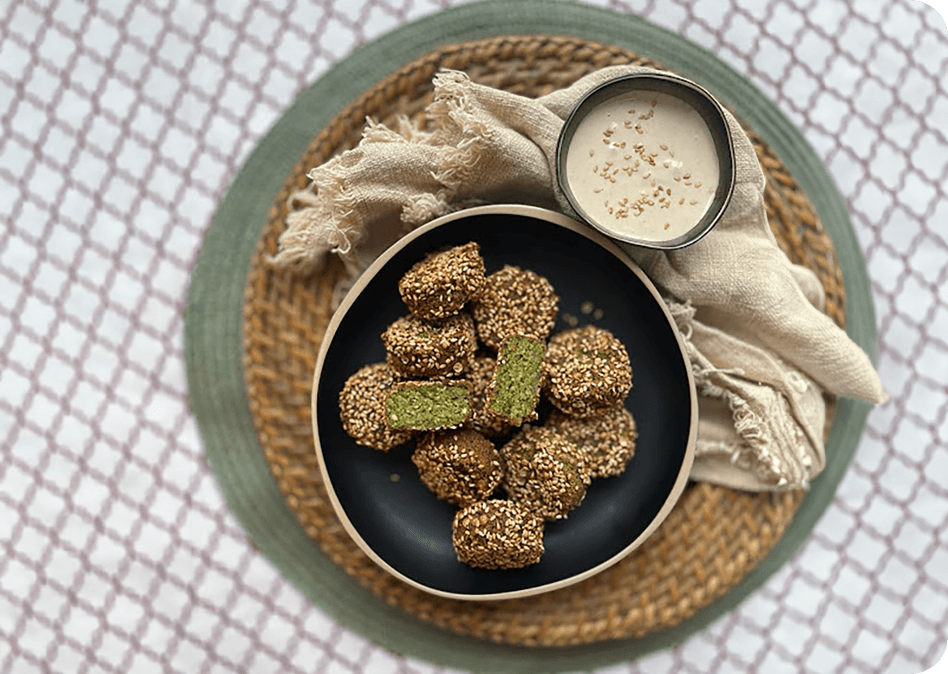 Zelfgemaakte tuinbonen falafel