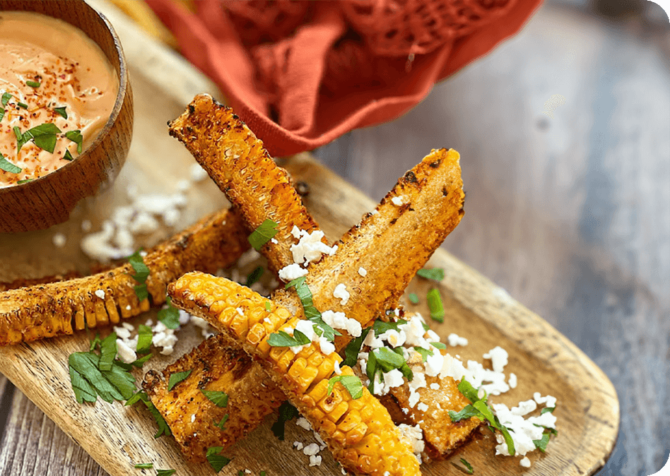 Gepofte maïsribbetjes in de airfryer