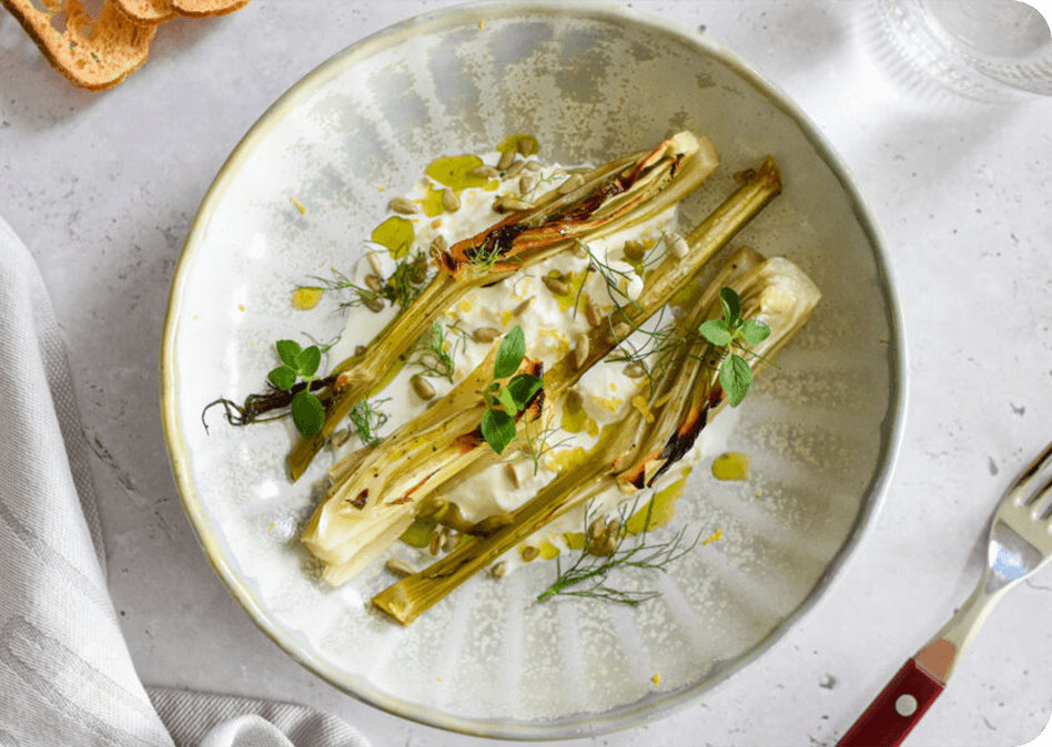 Venkel, burrata en zonnebloempitten