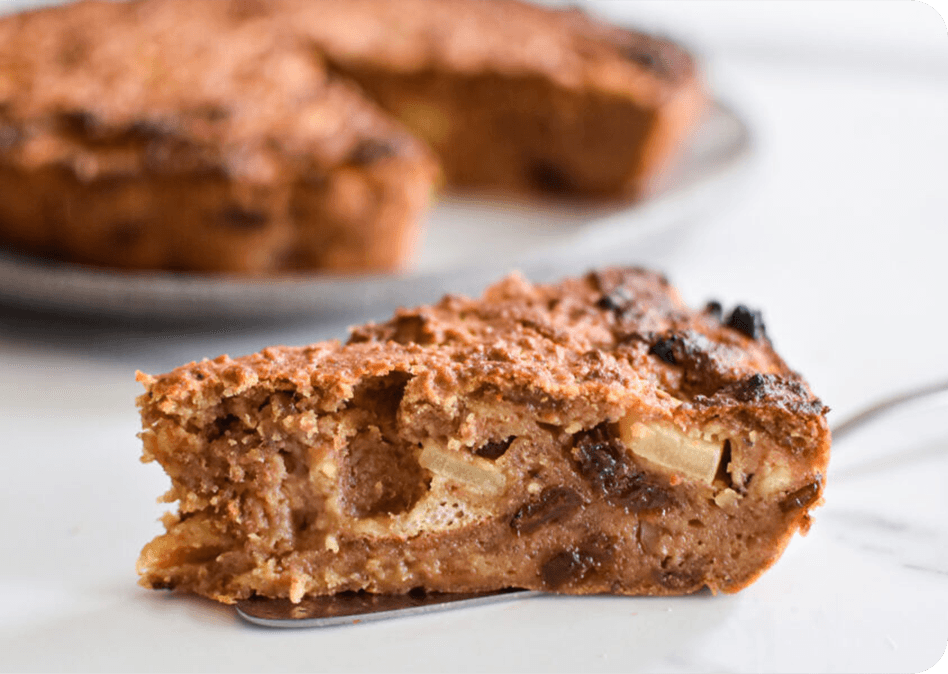 Broodpudding met appel en rum-rozijnen