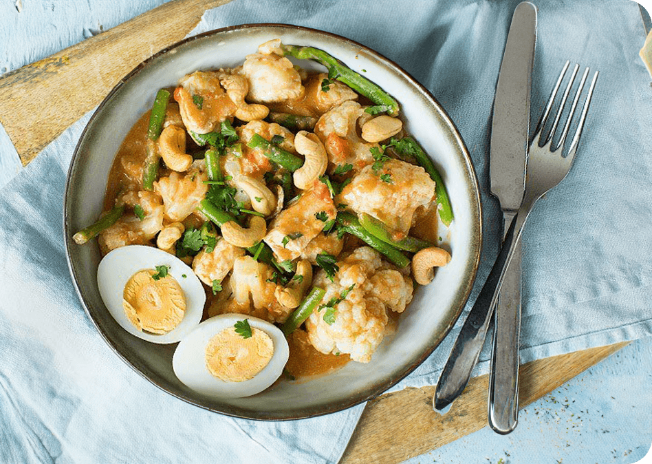 Smaakvolle bloemkool curry met kip en groenten