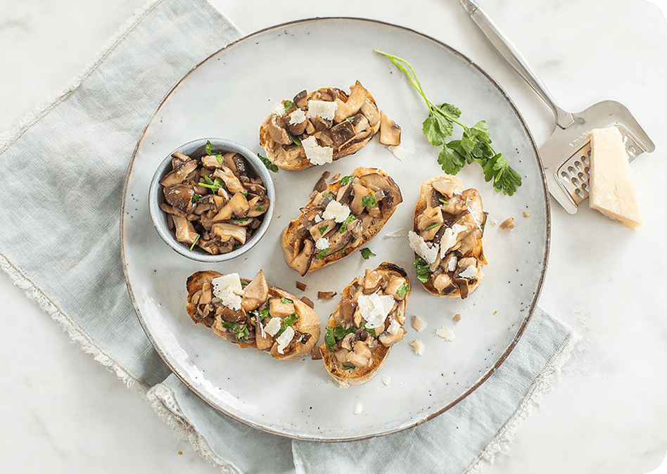 Bruschetta's met gebakken paddenstoelen