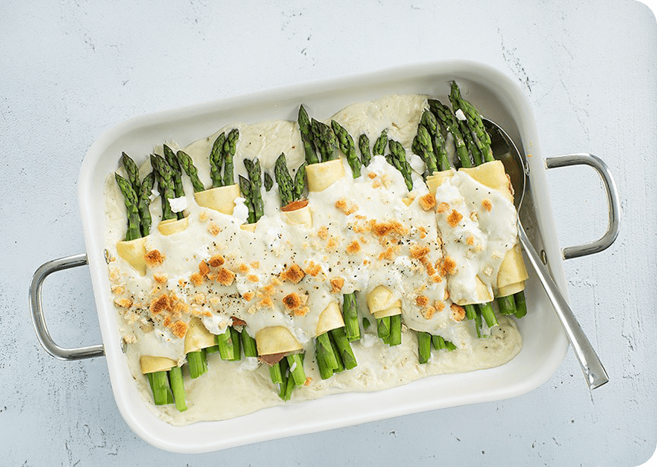 Cannelloni met groene asperges en geitenkaas