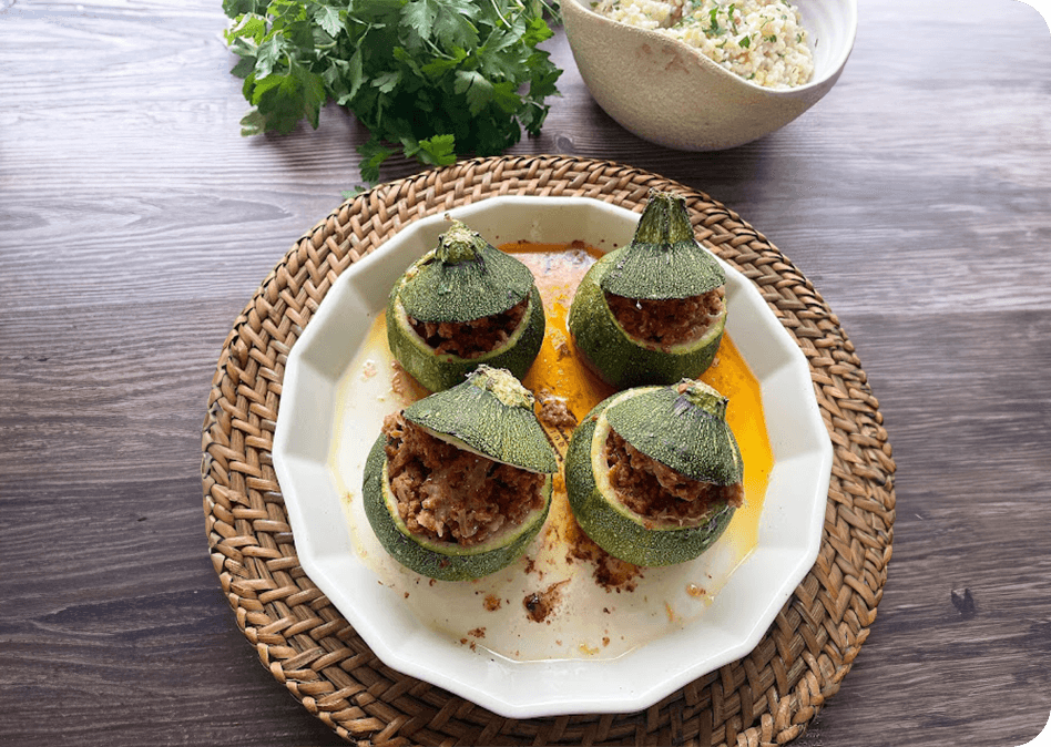 Bolcourgette met lamsgehakt