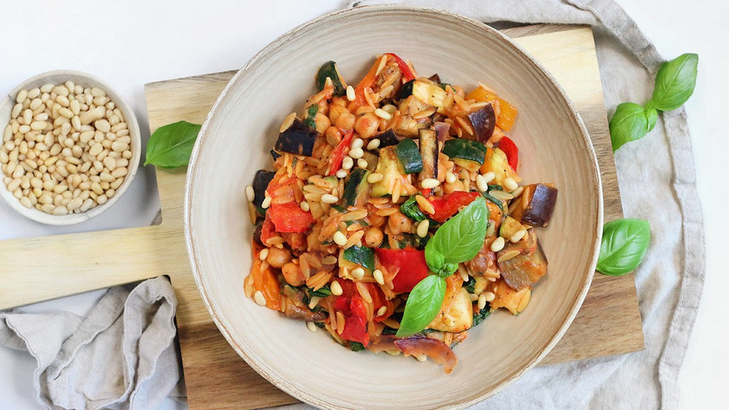 Orzo met geroosterde ratatouille groenten