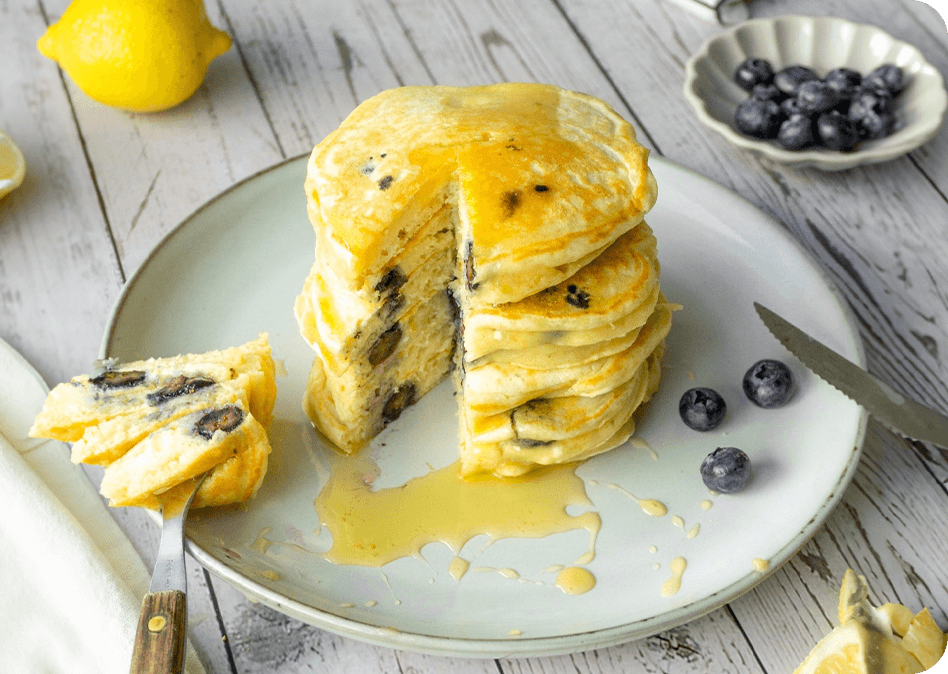 Citroen-ricottapannenkoekjes met bosbessen